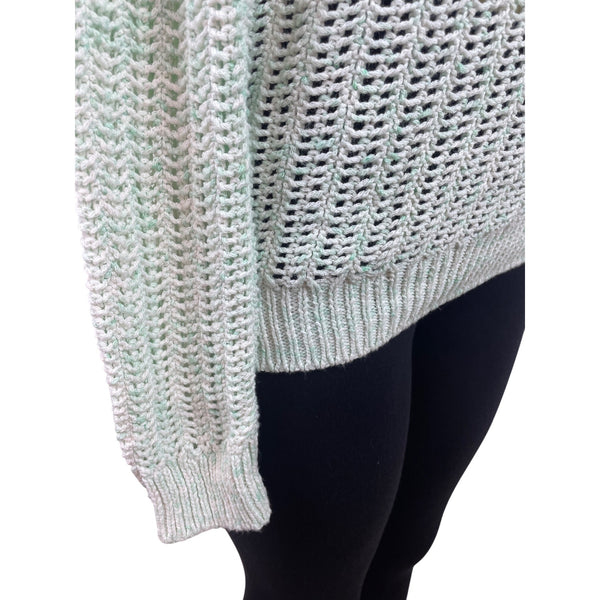 Talbots Womens Open Knit Sweater Mint Green Lightweight Long Sleeve Sz S - New