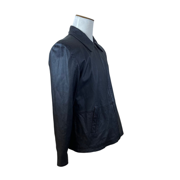 Guide Gear Men's Black Leather Jacket Field Tested Zip Front Size L
