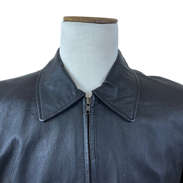 Guide Gear Men's Black Leather Jacket Field Tested Zip Front Size L