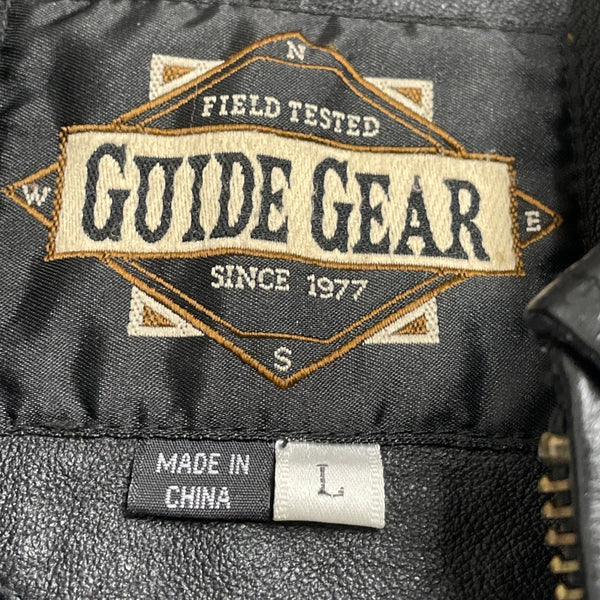 Guide Gear Men's Black Leather Jacket Field Tested Zip Front Size L