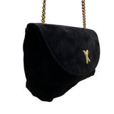 Paloma Picasso Black Suede Gold Chain Strap & 