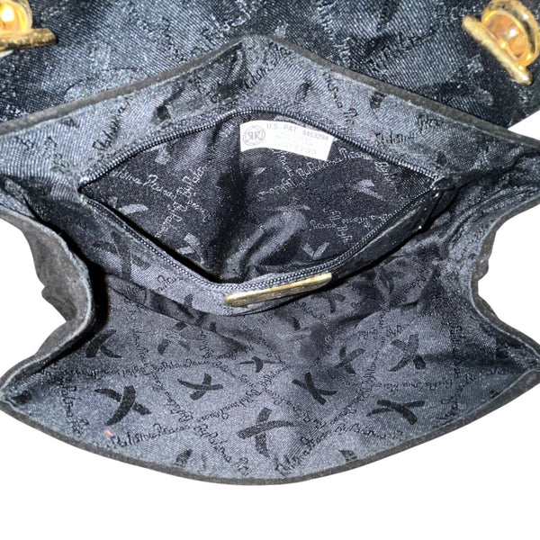 Paloma Picasso Black Suede Gold Chain Strap & "X" Detail Crossbody bag Size S