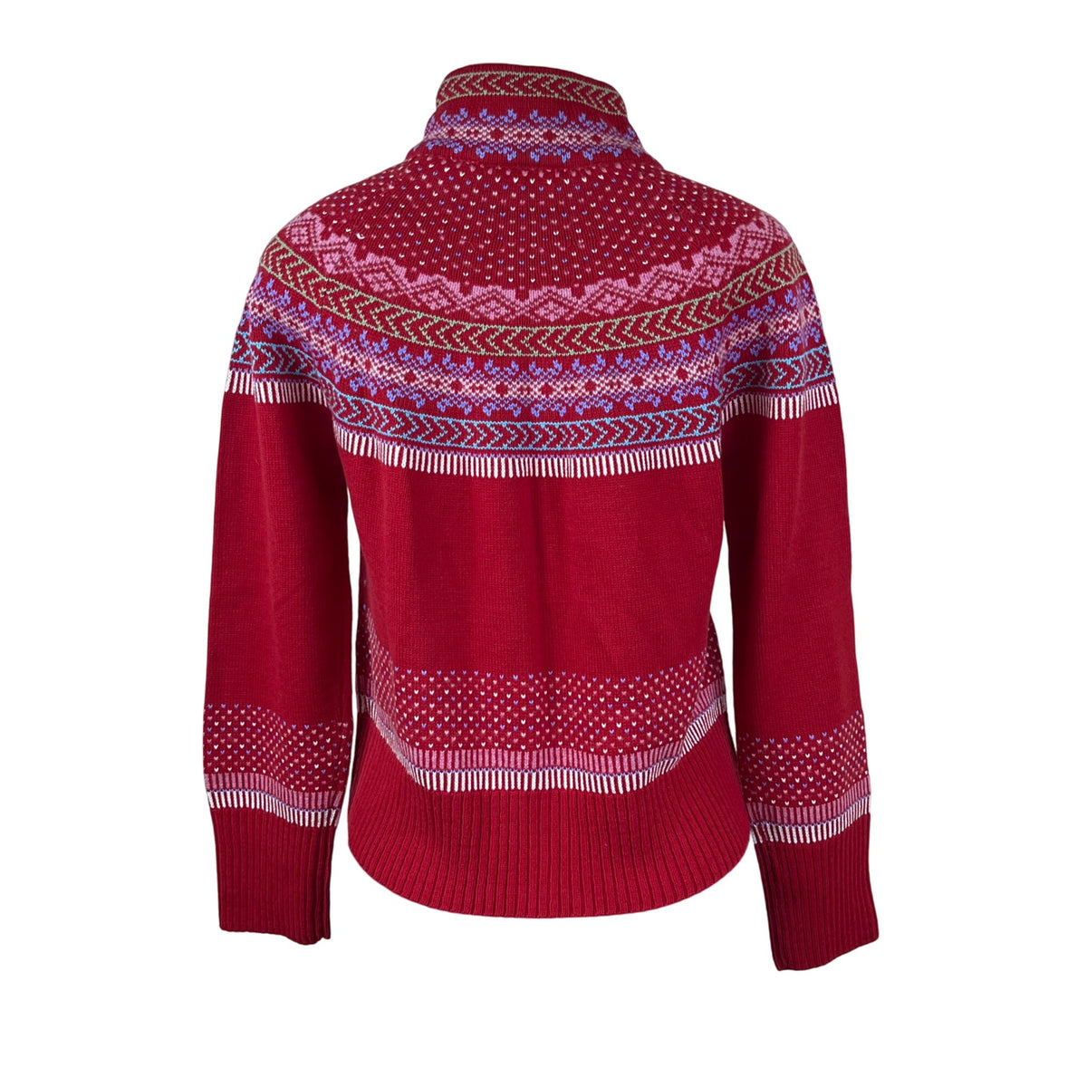 Liz Claiborne Womens Red Acrylic Full-Zip Sweater Nordic Knit Size M - New