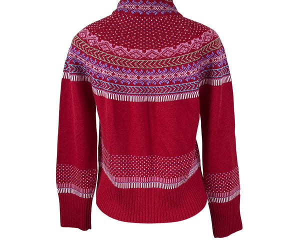 Liz Claiborne Womens Red Acrylic Full-Zip Sweater Nordic Knit Size M - New