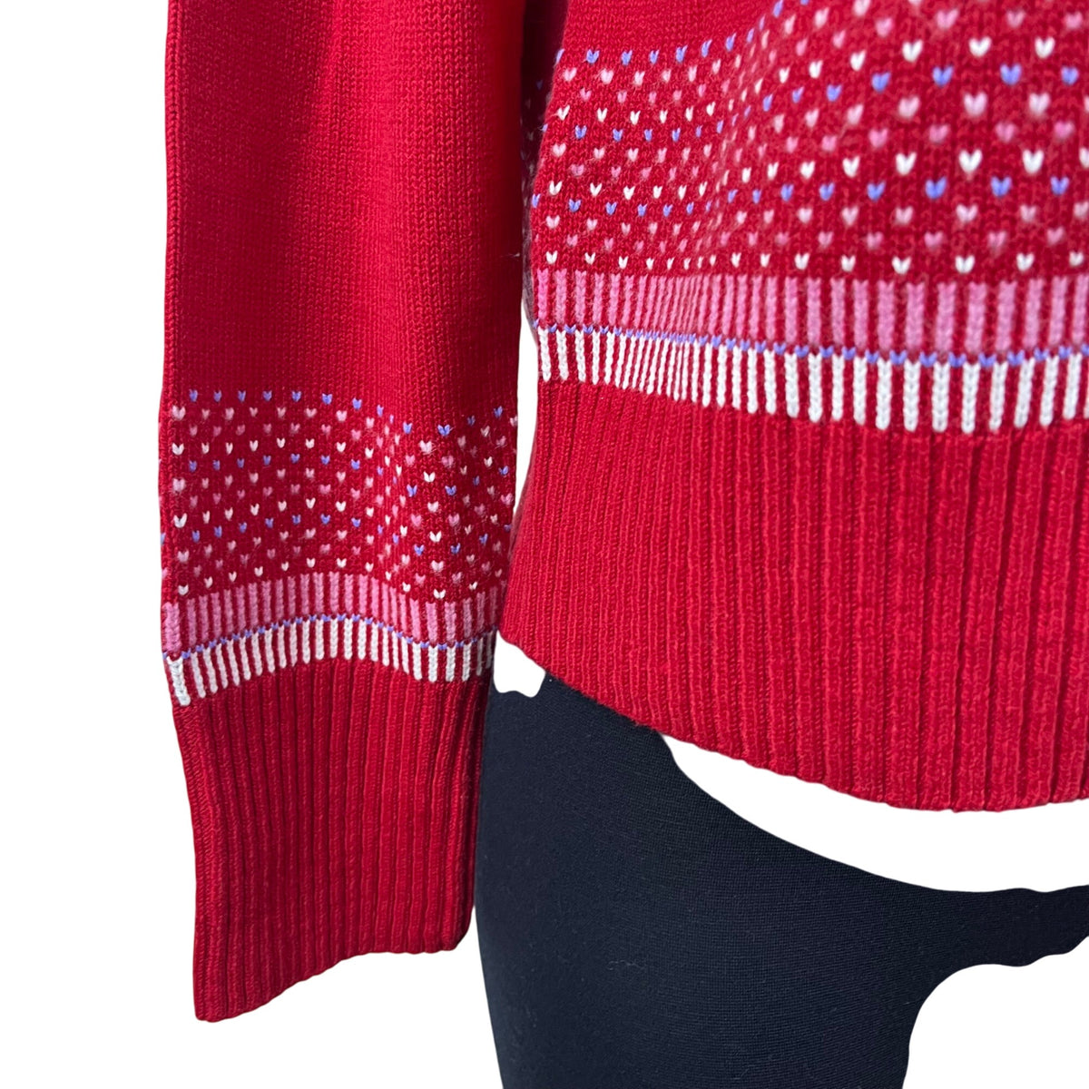 Liz Claiborne Womens Red Acrylic Full-Zip Sweater Nordic Knit Size M - New
