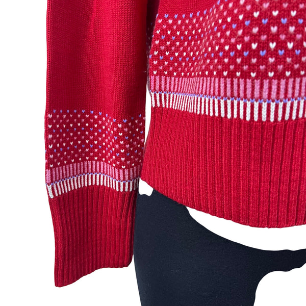 Liz Claiborne Womens Red Acrylic Full-Zip Sweater Nordic Knit Size M - New