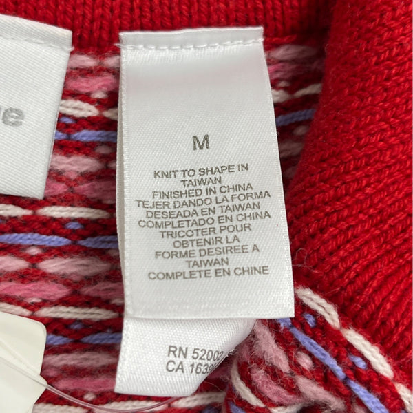 Liz Claiborne Womens Red Acrylic Full-Zip Sweater Nordic Knit Size M - New