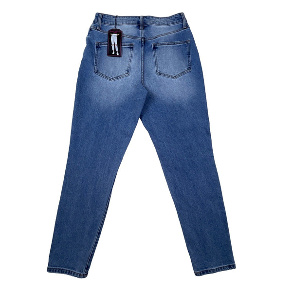NOBO No Boundaries Women's High Rise Blue Jeans Distressed Medium Wash Sz 9 New