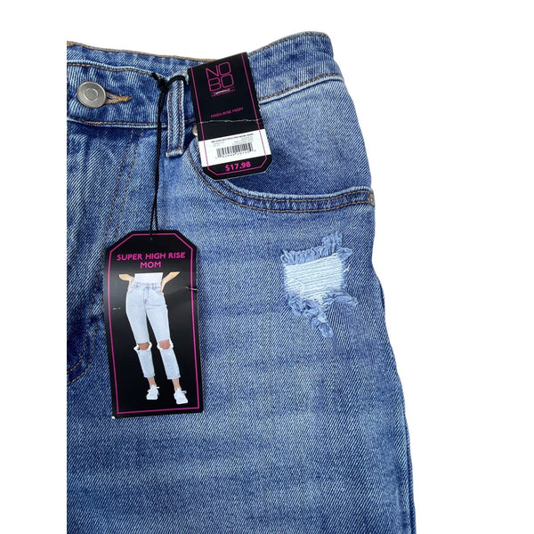 NOBO No Boundaries Women's High Rise Blue Jeans Distressed Medium Wash Sz 9 New