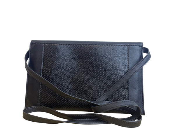 A New Day Womens Black Non-Leather Clutch With Strap Textured Design Recycled Materials