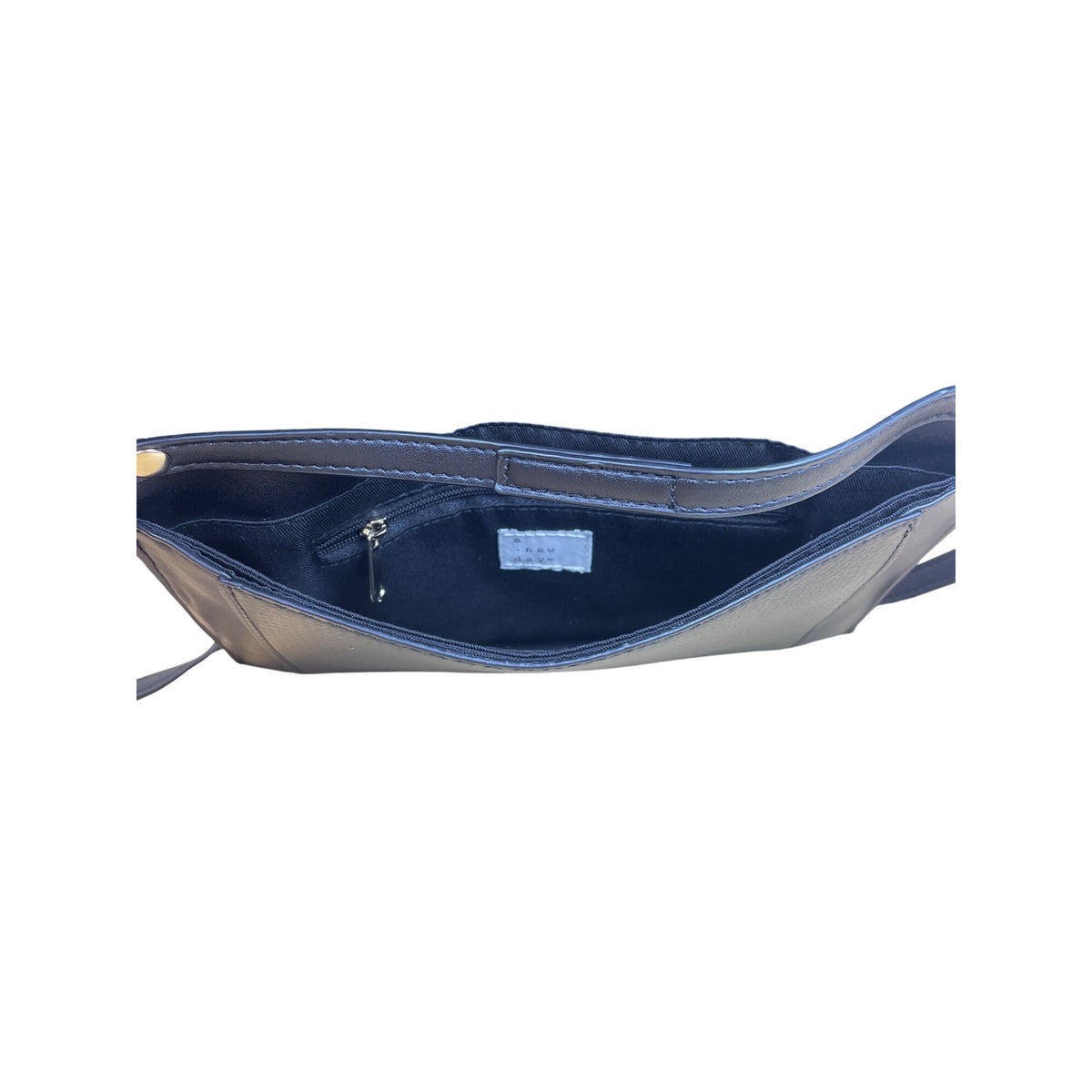 A New Day Womens Black Non-Leather Clutch With Strap Textured Design Recycled Materials