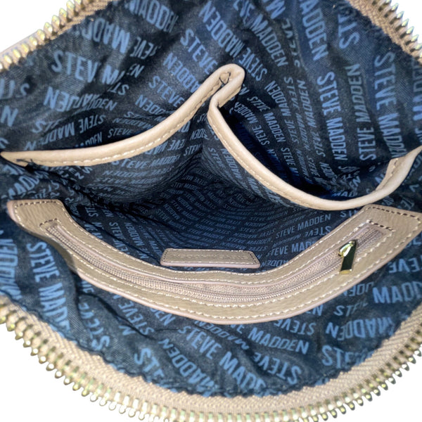 Steve Madden Women’s Tan Faux Leather Tassel Accent Adjustable Strap Crossbody