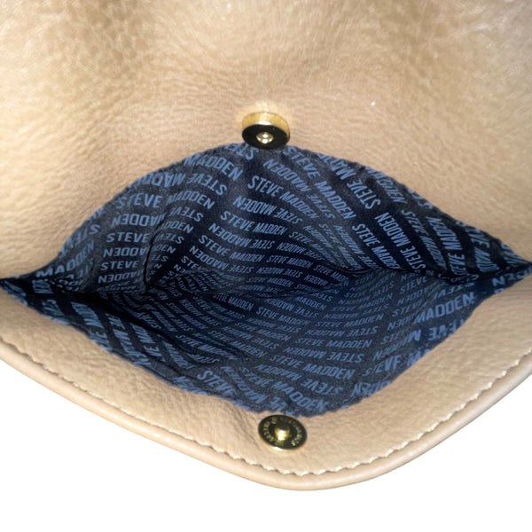 Steve Madden Women’s Tan Faux Leather Tassel Accent Adjustable Strap Crossbody