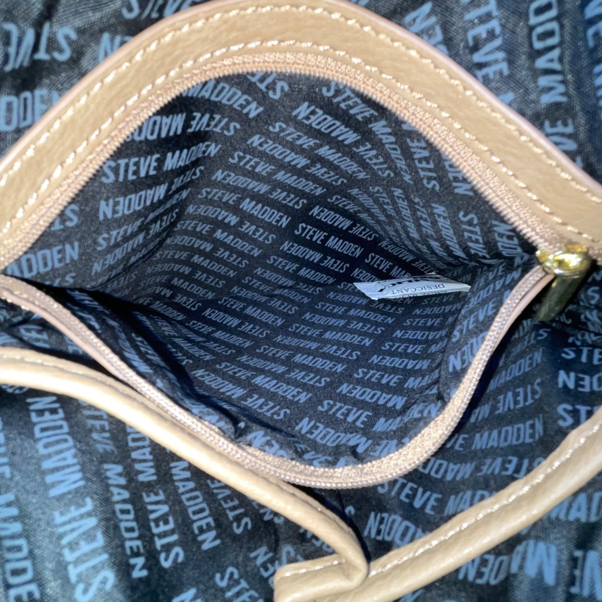 Steve Madden Women’s Tan Faux Leather Tassel Accent Adjustable Strap Crossbody