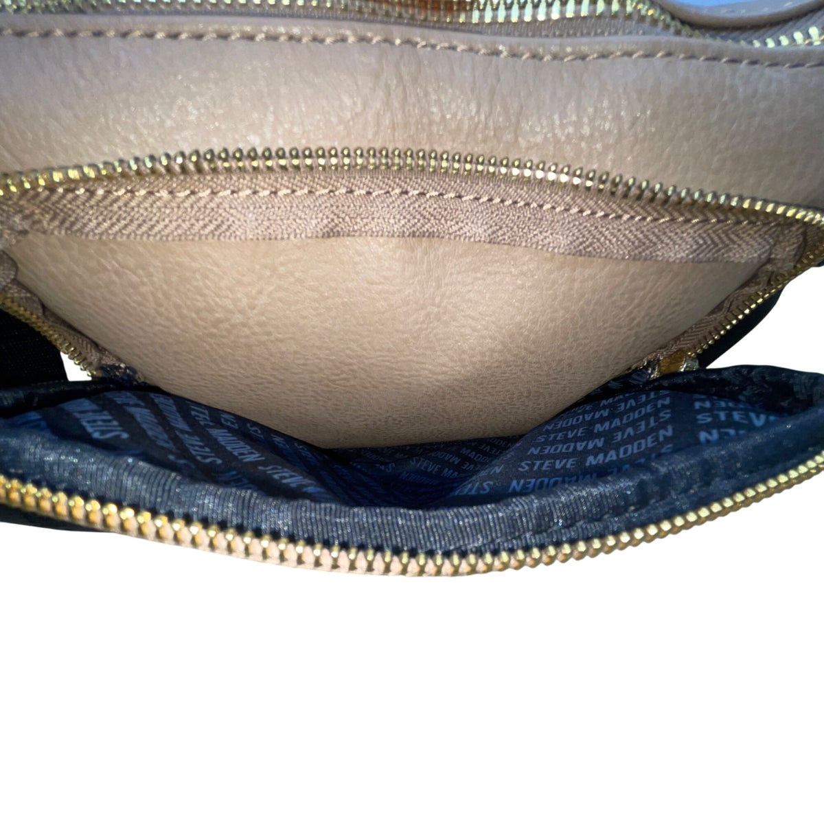 Steve Madden Women’s Tan Faux Leather Tassel Accent Adjustable Strap Crossbody