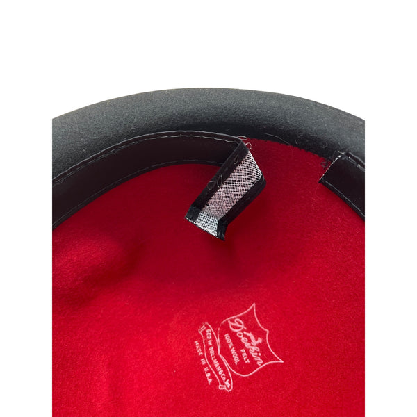 Vintage Dofan Red & Black Felt Wool Bowler Hat - 22in Circumferemnce