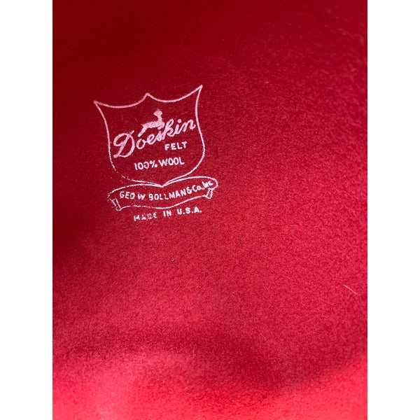 Vintage Dofan Red & Black Felt Wool Bowler Hat - 22in Circumferemnce