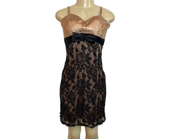 Absolut Women's Rose Gold and Black Lace Mini Dress Sz 8