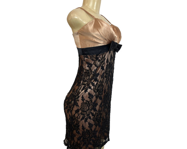 Absolut Women's Rose Gold and Black Lace Mini Dress Sz 8