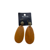 Wooden Drop Earrings With Gold-Tone Stud & Ball Detailing By Michelle