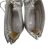 Restricted Womens Beige Peep-Toe Lace-Up Back Zipper Heeled Sandals Sz 8.5