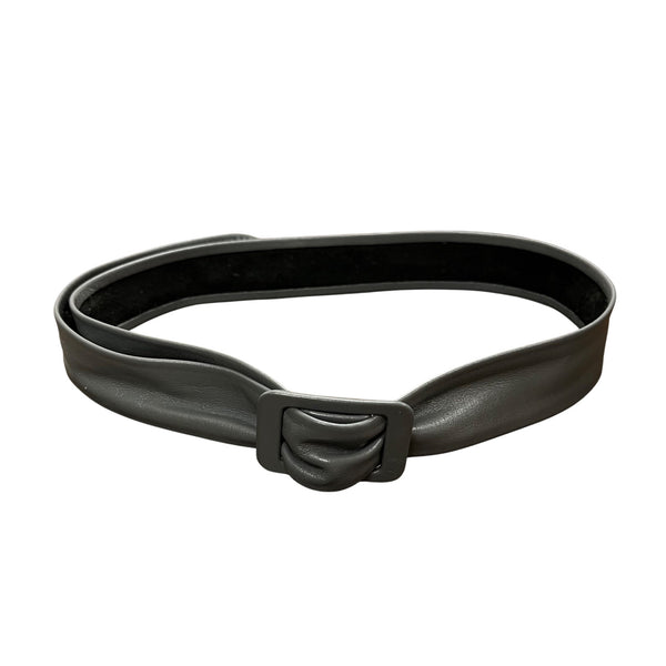 Wide Gray Faux Leather Women’s Fabric Wrapped Buckle Waist Belt One Size Fit