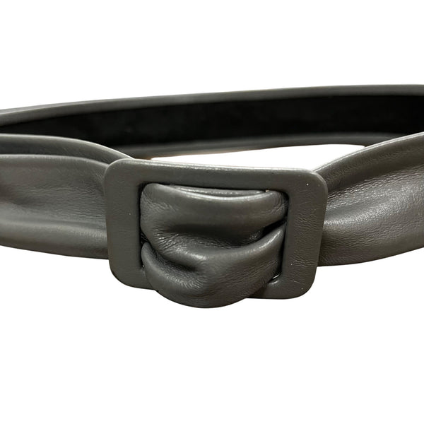 Wide Gray Faux Leather Women’s Fabric Wrapped Buckle Waist Belt One Size Fit