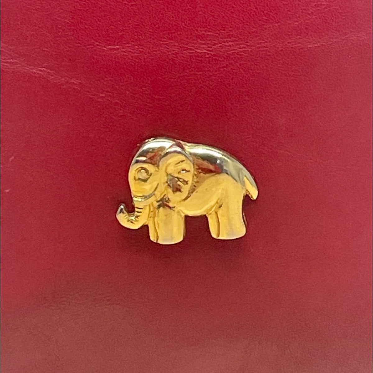 Gold Elephant Charm Red Faux Leather Crossbody Bag with Adjustable Strap Sz S