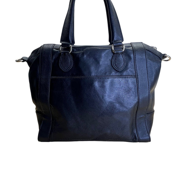 Cole Haan Women’s Black Leather With Front Pocket & Dual Top Handles Satchel Bag