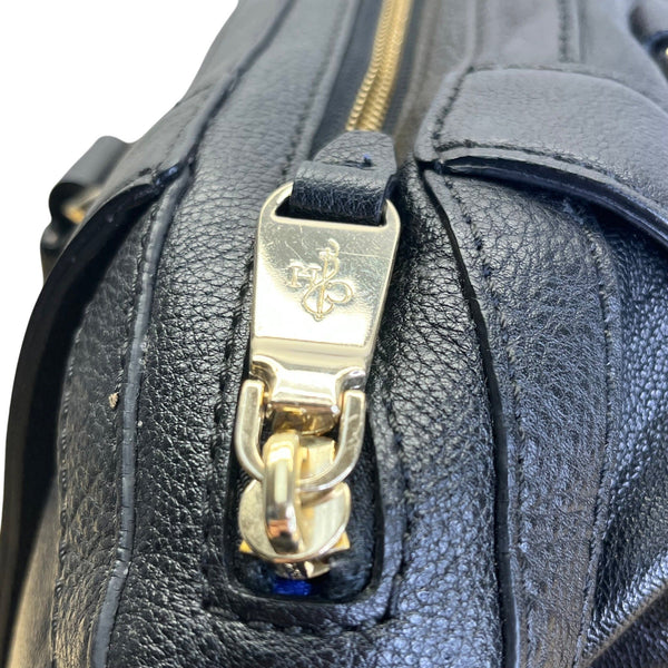 Cole Haan Women’s Black Leather With Front Pocket & Dual Top Handles Satchel Bag