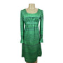 Unbranded Women's Green Blue Squared Collar Long Sleeve Dress