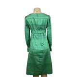 Unbranded Women's Green Blue Squared Collar Long Sleeve Dress