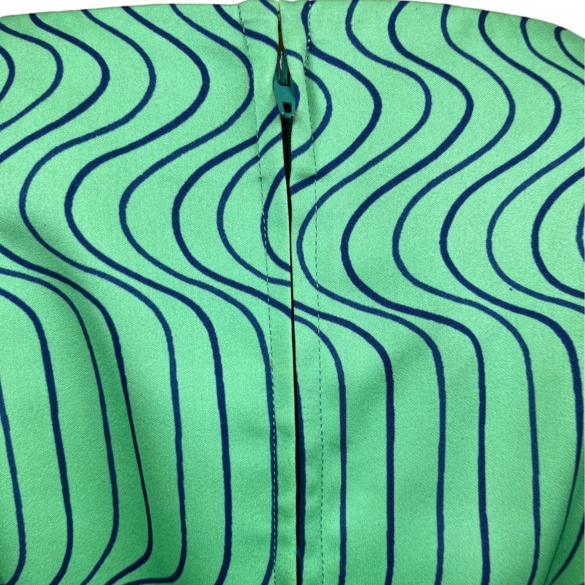 Unbranded Women's Green Blue Squared Collar Long Sleeve Dress