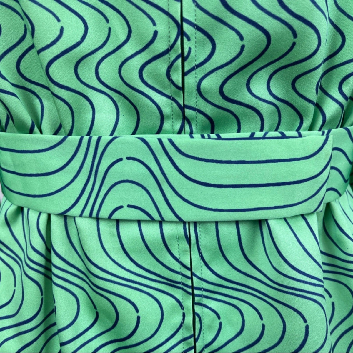 Unbranded Women's Green Blue Squared Collar Long Sleeve Dress