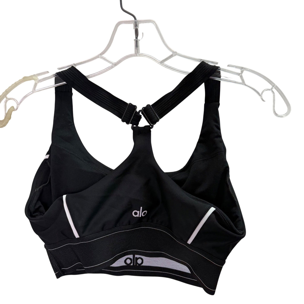 Alo Women’s Black Nylon Blend Racerback Sports Bra Size M Activewear Athleisure
