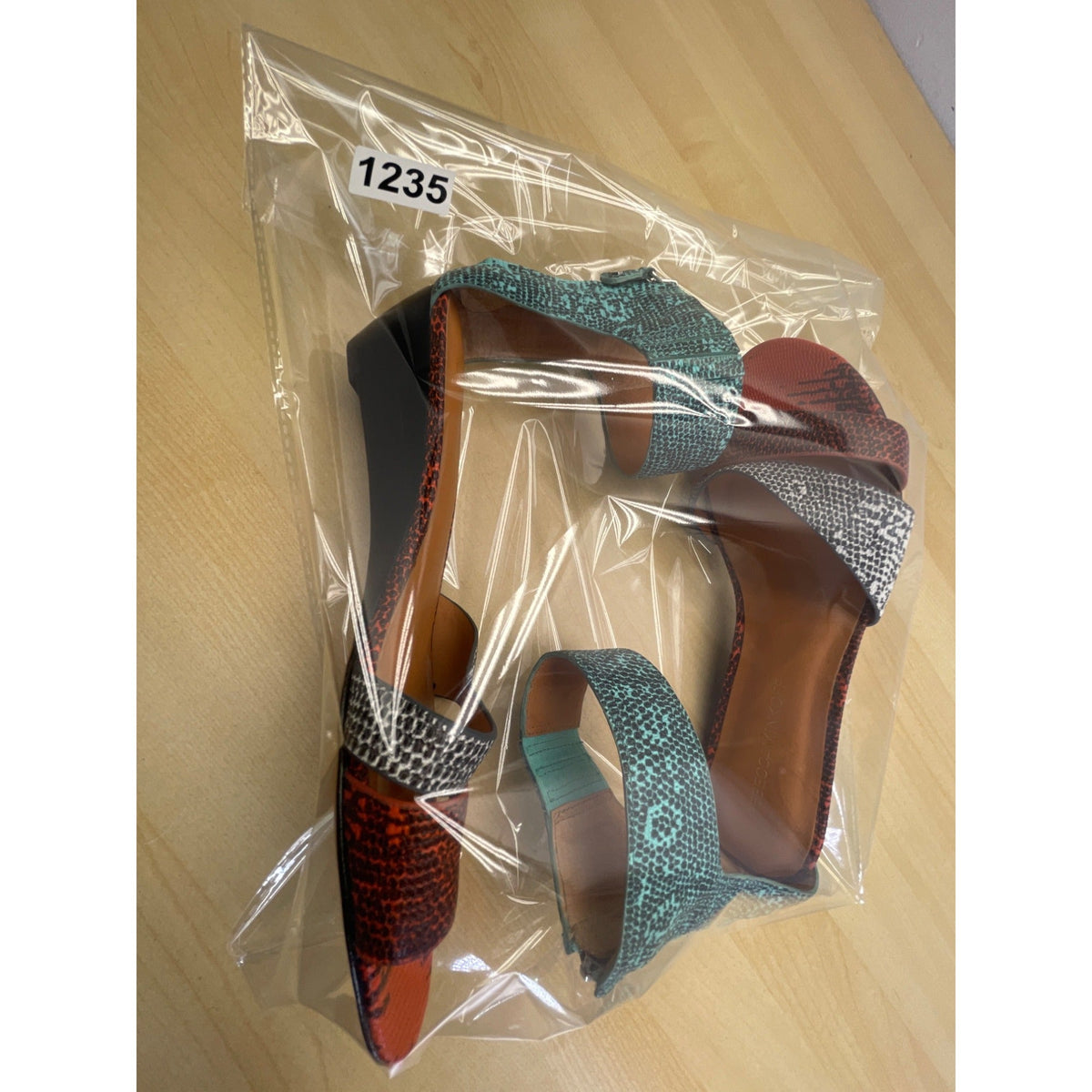 Rebecca Minkoff Multicolor Embossed Leather Back Zipper Wedge Sandals Size 8.5M