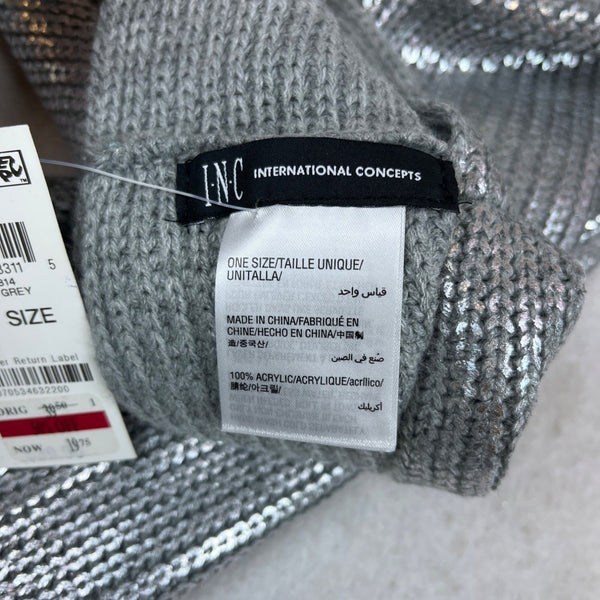 I.N.C One Size Silver Sequin Metallic Scarf New