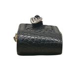 Brighton Black Woven Leather Plaid Interior & Silver Heart Accent Mini Bag Sz S