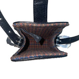 Brighton Black Woven Leather Plaid Interior & Silver Heart Accent Mini Bag Sz S