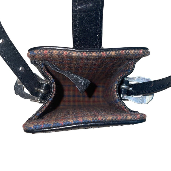 Brighton Black Woven Leather Plaid Interior & Silver Heart Accent Mini Bag Sz S