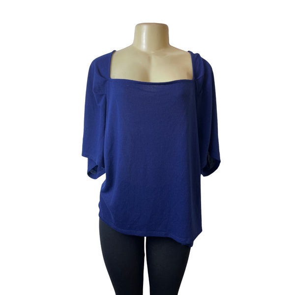 Eloquii Womens Size 26/28 Blue Square Neck Top Short Sleeve Shirt