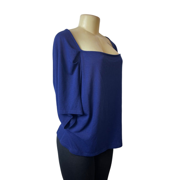 Eloquii Womens Size 26/28 Blue Square Neck Top Short Sleeve Shirt
