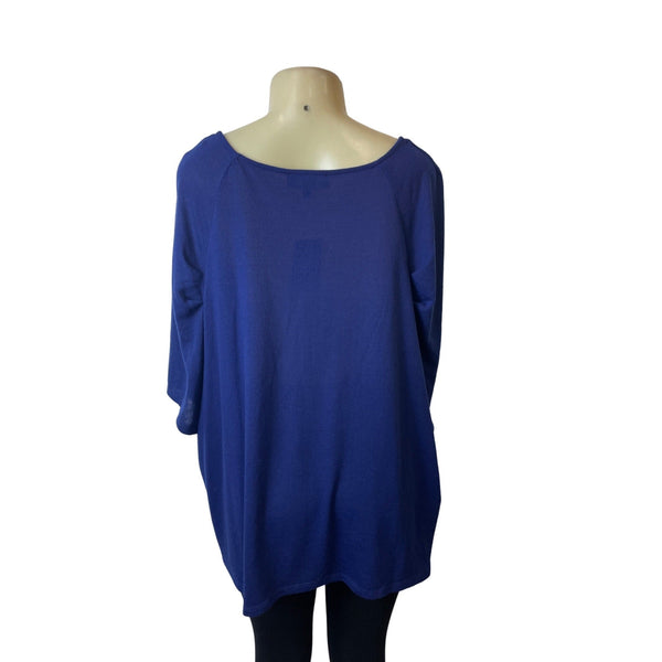 Eloquii Womens Size 26/28 Blue Square Neck Top Short Sleeve Shirt