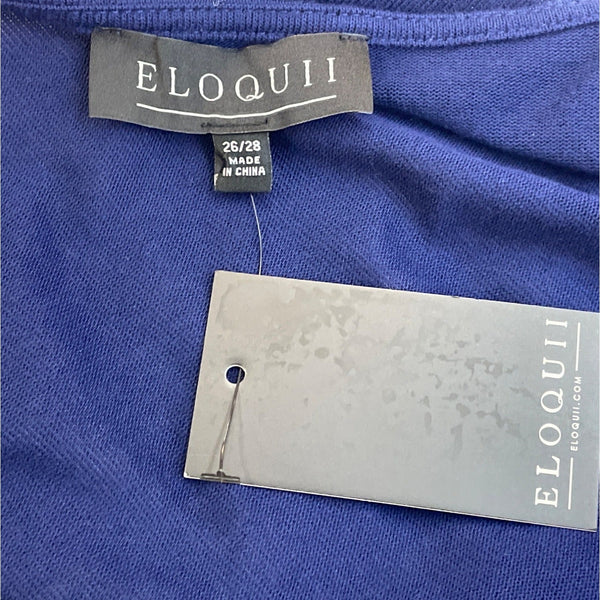 Eloquii Womens Size 26/28 Blue Square Neck Top Short Sleeve Shirt