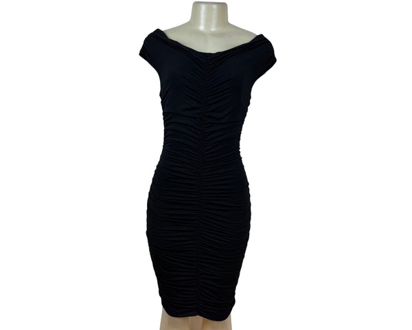 Marciano Womens Black Ruched Off-Shoulder Cocktail Dress Sz M