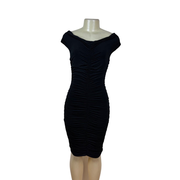 Marciano Womens Black Ruched Off-Shoulder Cocktail Dress Sz M