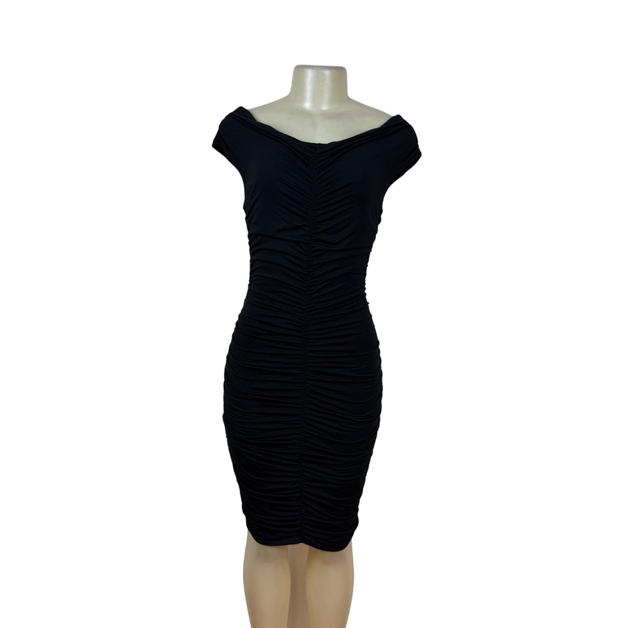 Marciano Women's Black Ruched Off Shoulder Cocktail Dress Size M
