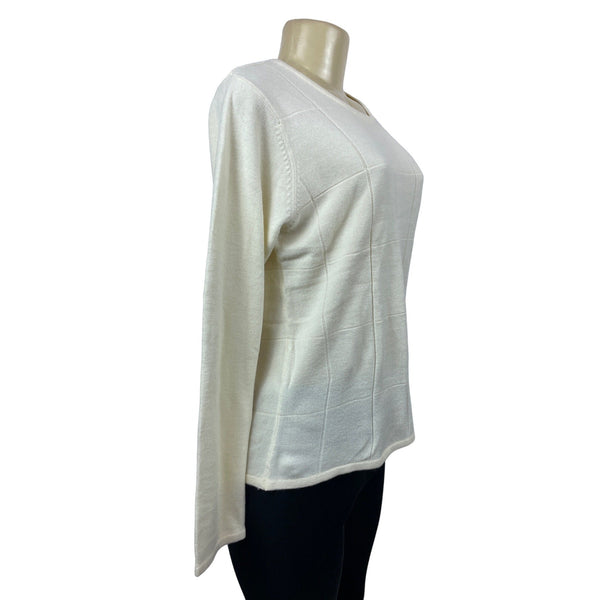 Designer Originals Women Luxelon White longsleeve Shirt Sz M  - NWT