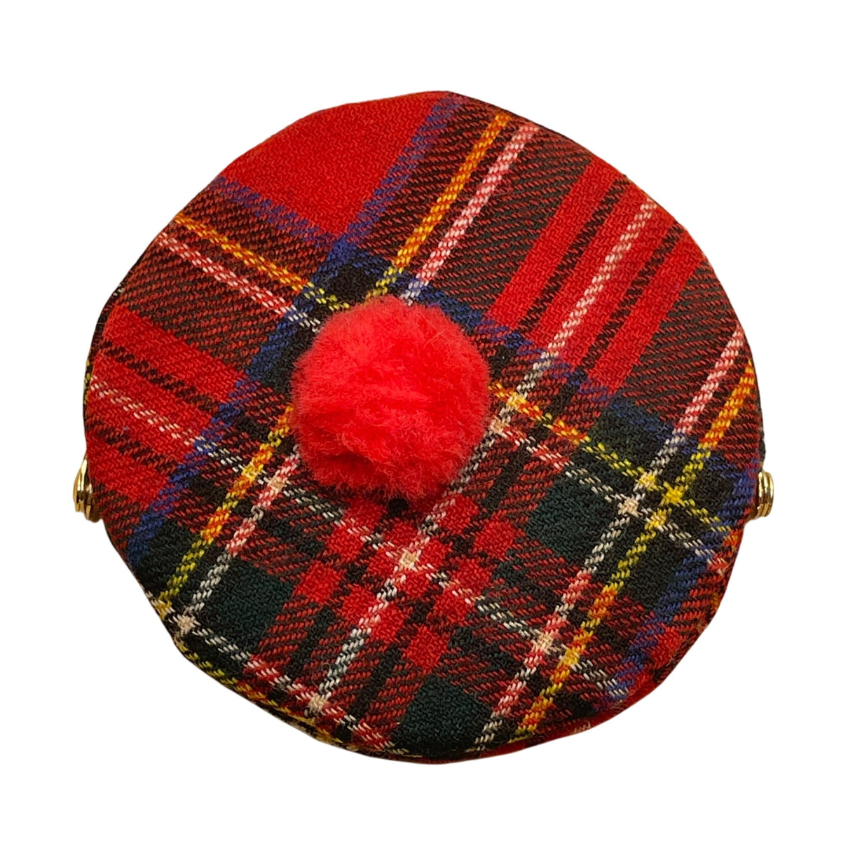 Women’s Red Plaid Wool With Gold Metal Kiss Lock & Frame Closure Coin Purse