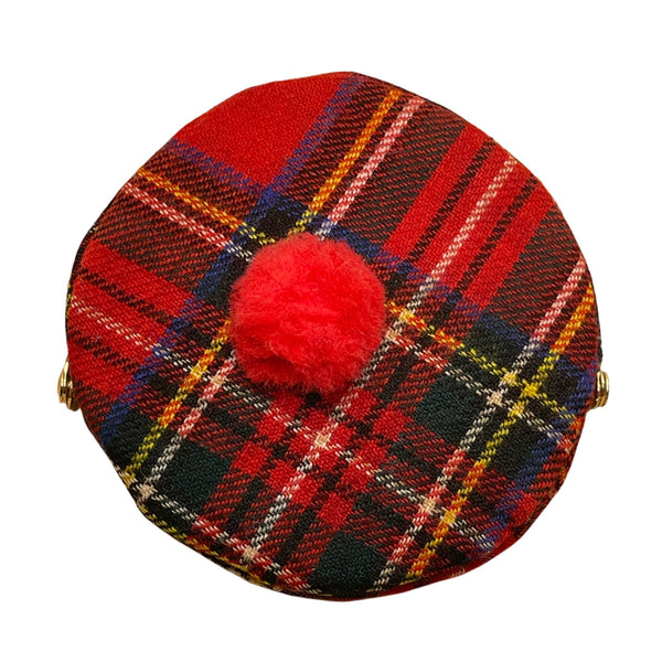 Women’s Red Plaid Wool With Gold Metal Kiss Lock & Frame Closure Coin Purse